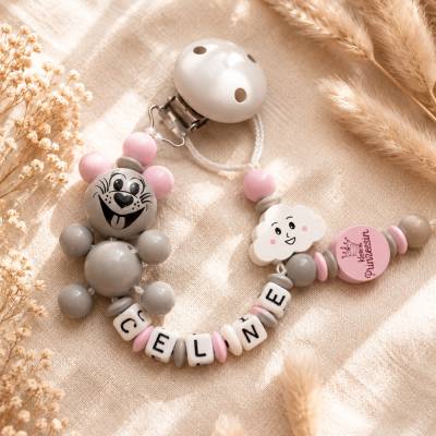 Personalisierte Schnullerkette "Kleine Prinzessin" – Boho-Design mit Tier-Motiv