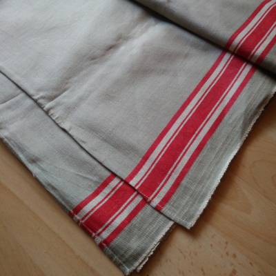 Mangeltuch mit fünf roten und vier weißen Streifen Wäschetuch für Kaltmangel Vintage aus den 1950er oder 1960er Jahren