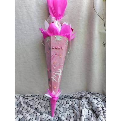 3D Schultüte Ballerina für Mädchen – Handgefertigte Zuckertüte mit Namen, Glitzer & Schmetterling, Personalisierte Schul