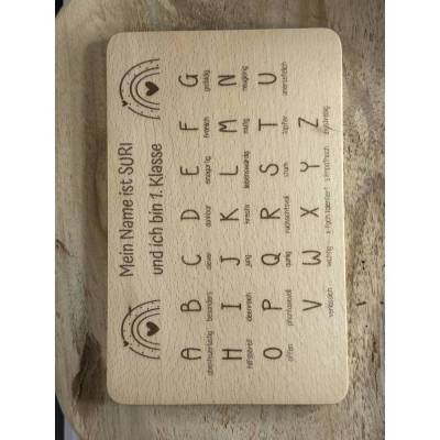 Brotzeitbrettchen | Vesperbrett mit Alphabet, - das ideal Erinnerungsgeschenk zum Schulstart
