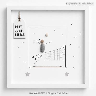 Steinbild Volleyball · Geschenk für Volleyballer · personalisierbar · Kieselsteinbild · Kinderzimmer Deko  