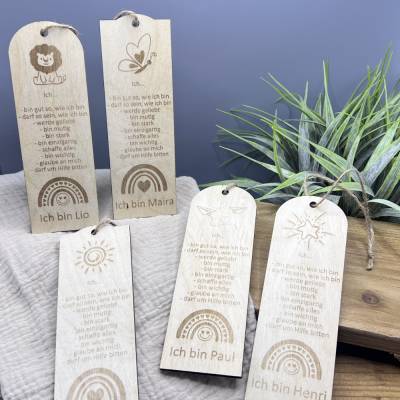 Affirmationen für Kinder, Holzschild mit Affirmationen für den Tag, Mutmacher Sprüche, Geschenk Geburt personalisiert