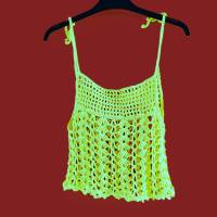 Top gehäkelt 134 - 146  XXS Trägertop Sommer Shirt gelb