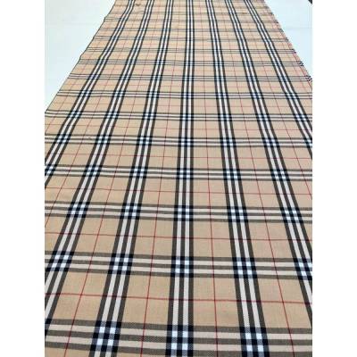COUPON Viskose Mix Stoff Karo Muster Beige Dunkelbraun Rot British Style 2,50m