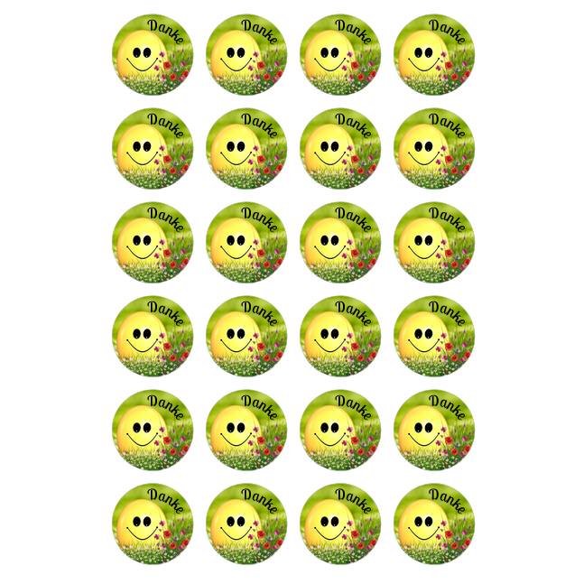 Digitale Sticker Vorlage: Danke | 24 runde Etiketten (4cm) | Für Avery