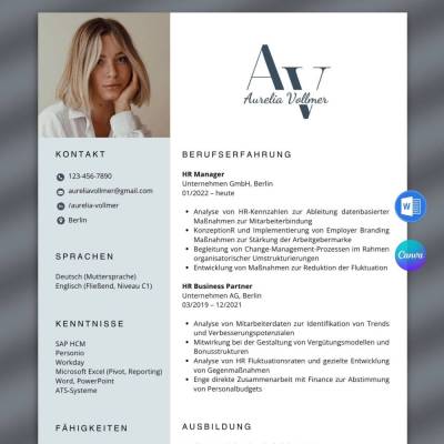 Lebenslauf Vorlage HR Manager, Tabellarischer Lebenslauf, HR Generalist, HR Business Partner, Recruiter, Word, Canva
