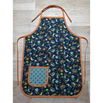 Kinderschürze mit Tasche 40x55cm, ca. 2 - 5 Jahre Garten dunkel
