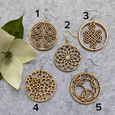 Boho Holz Ohrringe rund