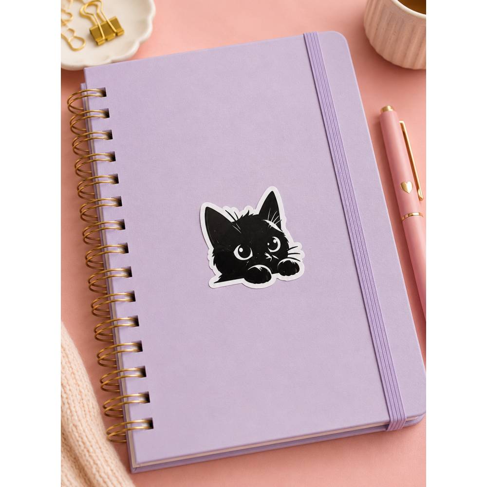 Black Cat Sticker Sheet – Cute Black Kitty Vinyl – Kawaii Cat Sticker ...