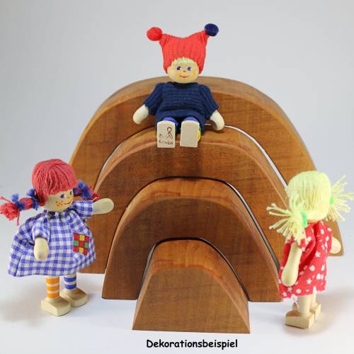 Spielbogen Holz – 4-teiliges Birnenholz-Set, Stapelbogen, Regenbogen, Naturspielzeug, handgefertigt