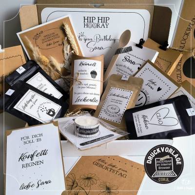 Geschenk Box Geburtstag | DIY selbst gestalten | Druckvorlagen für Geburtstagsgeschenk 
