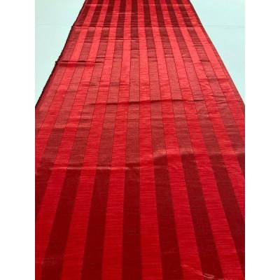 Coupon Hochwertiger Taft-Stoff gestreift 2,00m – Rot/Bordeaux – Seidig glänzend