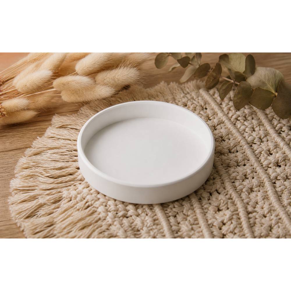 Dekoteller weiß rund & 3 Teelichthalter, Geschenk, Dekoration