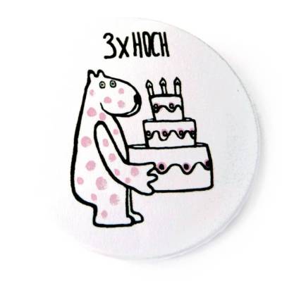 3x hoch., Button, Magnet, Taschenspiegel oder Flaschenöffner, handgemacht.