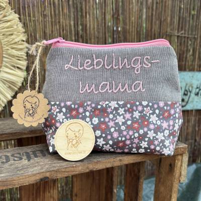 Schminktasche Lieblingsmama – Handgenähte Kosmetiktasche als Geschenk für Mama
