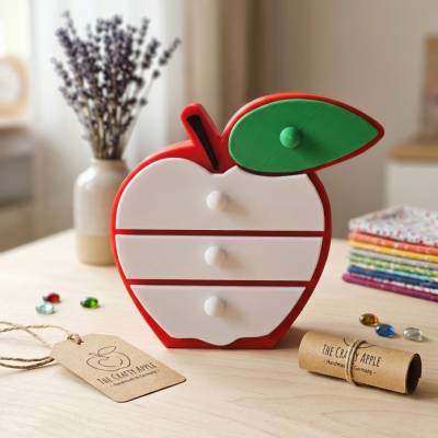 3D Druck Apfel Organizer mit 4 Schubladen – Roter Apfel Schmuckkästchen, Schreibtisch Ordnungssystem, Geschenk , Bastelb