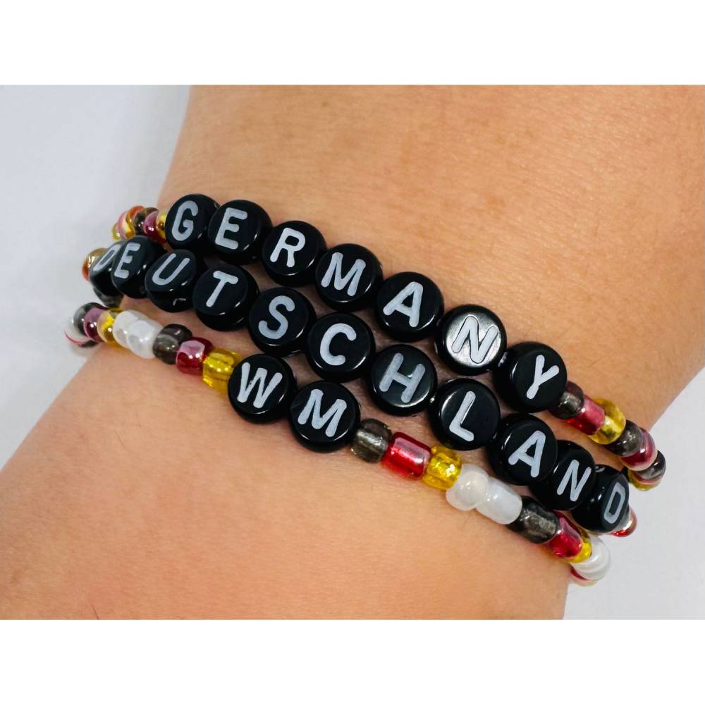 Deutschland Armband DE personalisierbar | Germany Fan Schmuck | WM EM Fußball Armband | Schwarz Rot Gold | Handgemacht Bild 1