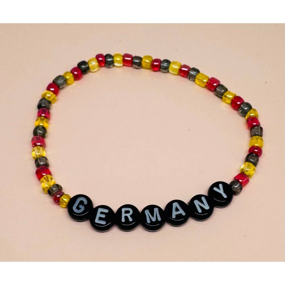 Deutschland Armband DE personalisierbar | Germany Fan Schmuck | WM EM Fußball Armband | Schwarz Rot Gold | Handgemacht Bild 2