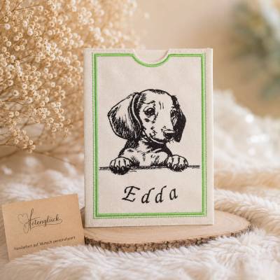 Personalisierte Impfpasshülle für Hunde – liebevoll bestickt mit Wunschname | Heimtierausweis Hülle handgemacht