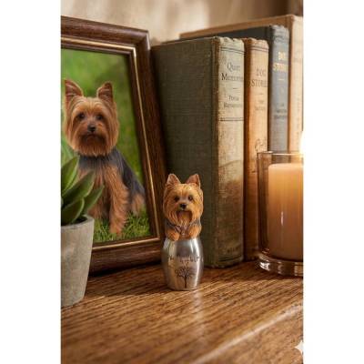 Tierurne Yorkshire Terrier nach Foto, Handfertigte Mini- Urne, Personalisierte Yorkie  Hundeurne