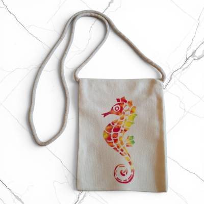 Brustbeutel, Handytasche, Crossover Tasche, mit Seepferdchen Aufdruck