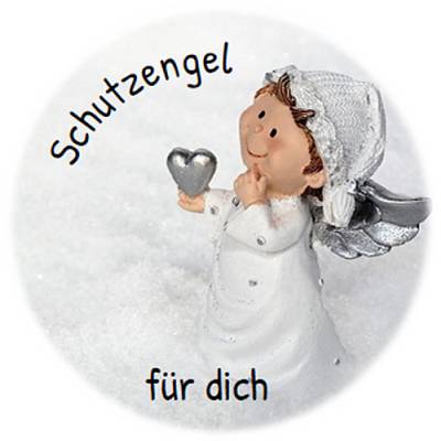 Digitale Sticker Vorlage: Schutzengel | 24 runde Etiketten (4cm) | Für Avery L3415 oder Motivstanzer zum Ausdrucken