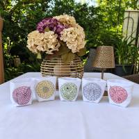 Stickdatei Sommerliebe  Mosaik Lichbeutel Set 2692/4 Blume, Schmetterling, Biene, Pusteblume und Kolibri