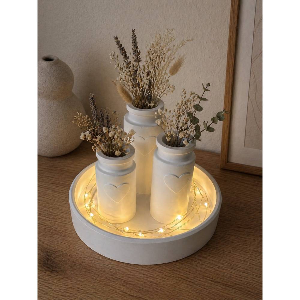 Dekoschale mit Vasen, Nordic, Scandi, Raydin, weiß, schlicht, elegant, Wohnzimmer Deko, Geschenk Set