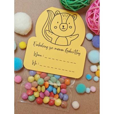 Eichhörnchen Kindergeburtstag Einladung, PDF Vorlage zum Ausdrucken, DIY Bag Topper für Süßigkeiten, Kinderparty Deko