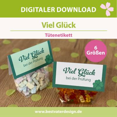 Viel Glück – Mitgebsel Tüte als kleiner Glücksbringer – DIY Bastelvorlage PDF Download