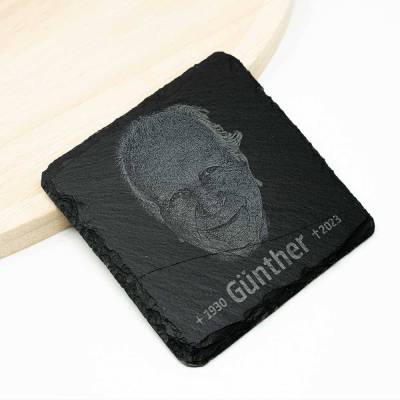 Personalisierte Gedenkplatte mit Foto | Schiefer Gedenktafel | Individuell Bestattungszubehör
