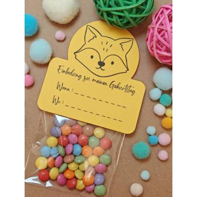 Fuchs Kindergeburtstag Einladung, PDF Vorlage zum Ausdrucken, DIY Bag Topper für Süßigkeiten, Kinderparty Deko