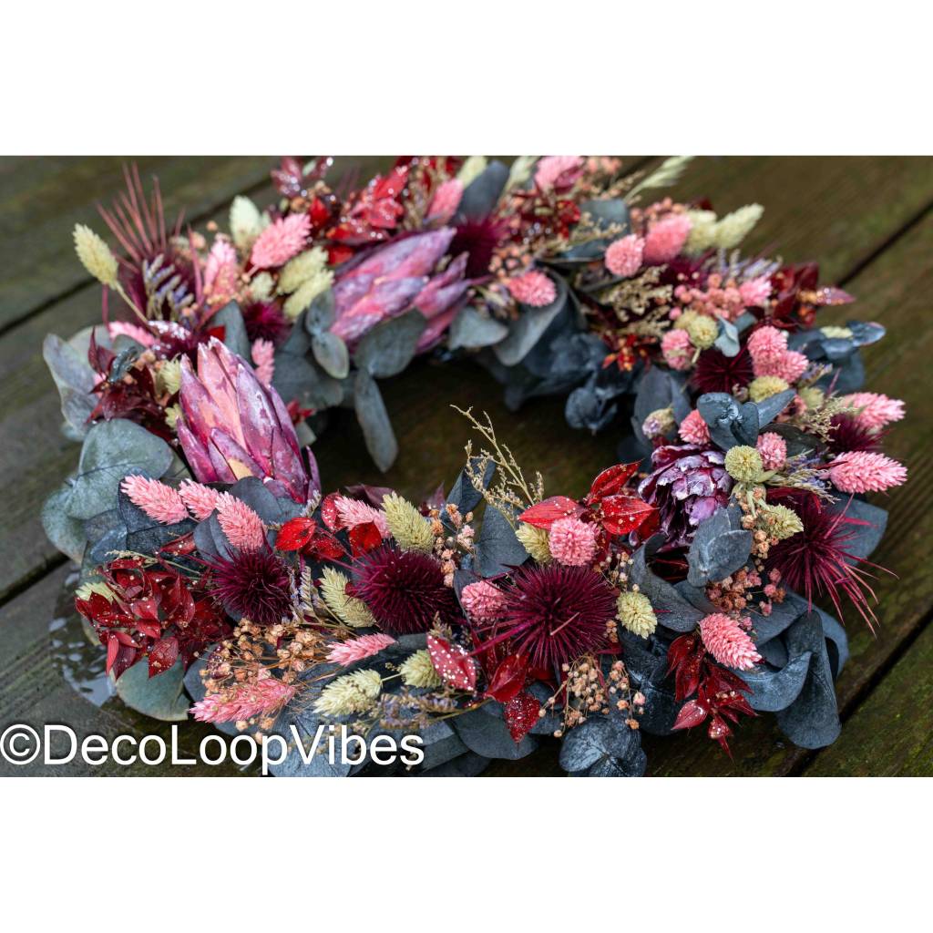 Trockenblumenkranz Winter herbst festlich/haltbar adventskranz modern/Boho Weihnachtenkranz/Eukalyptus Hoop