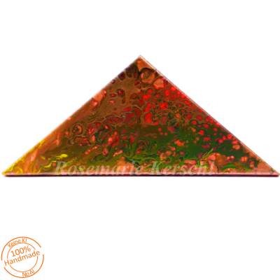 Acryl Pouring Unikat Kupfer & Grün – Dreieckige Fluid Art Leinwand 40 x 28 cm, handgefertigt