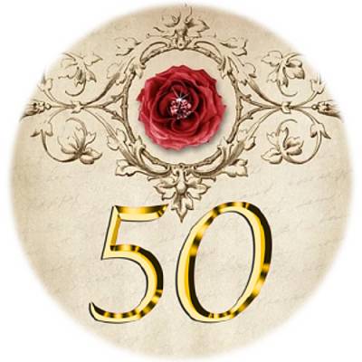 Digitale Sticker Vorlage: Geburtstag 50 | 24 runde Etiketten (4cm) | Für Avery L3415 oder Motivstanzer zum Ausdrucken