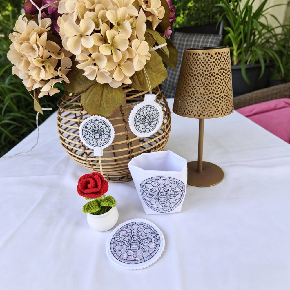 Stickdatei Sommerliebe Mosaik XXL Set 2692/10 Lichtbeutel, Untersetzer, Lichterkette und Blumenstecker Bild 3