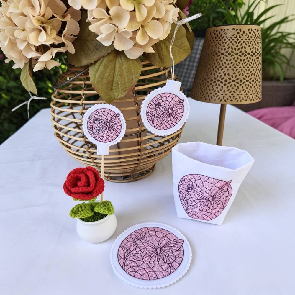Stickdatei Sommerliebe Mosaik XXL Set 2692/10 Lichtbeutel, Untersetzer, Lichterkette und Blumenstecker Bild 5