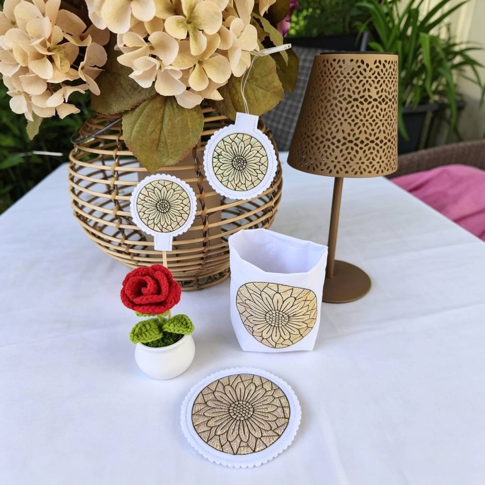 Stickdatei Sommerliebe Mosaik XXL Set 2692/10 Lichtbeutel, Untersetzer, Lichterkette und Blumenstecker Bild 6