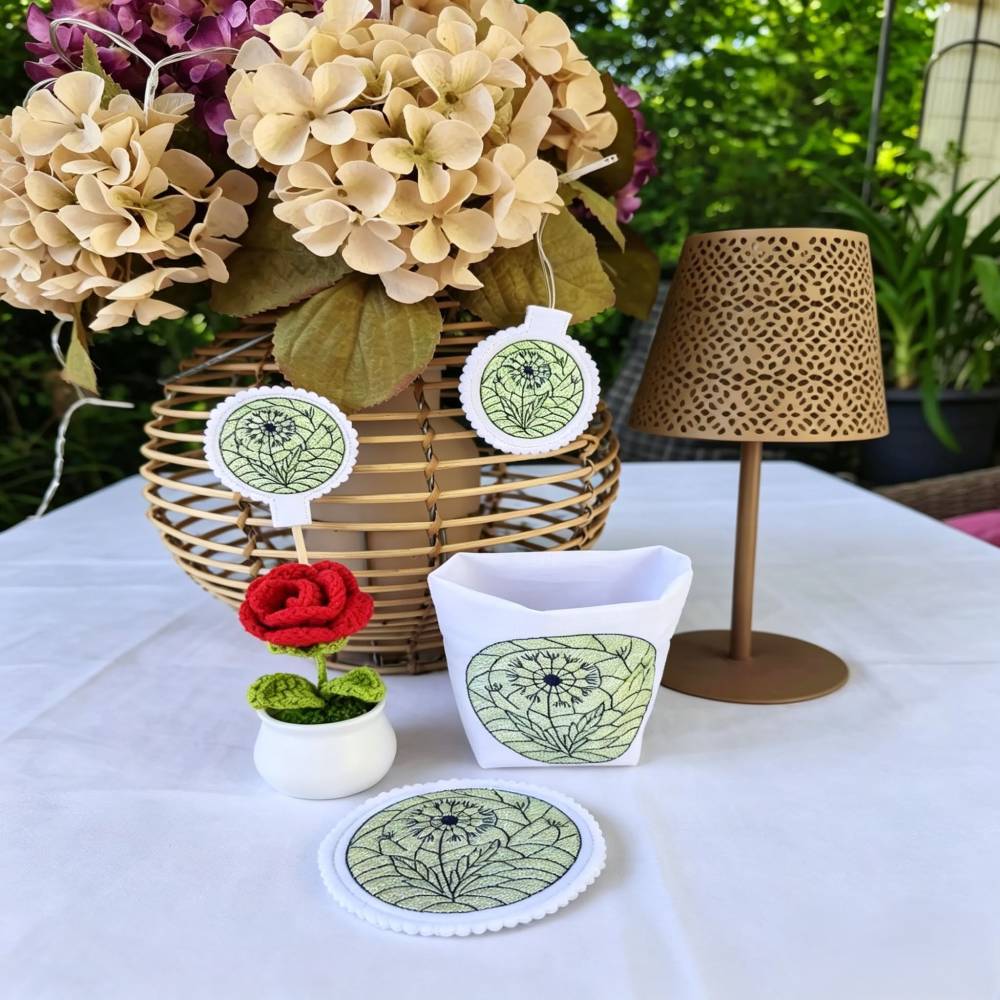 Stickdatei Sommerliebe Mosaik XXL Set 2692/10 Lichtbeutel, Untersetzer, Lichterkette und Blumenstecker Bild 7