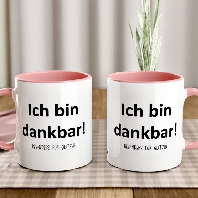 Tasse Affirmation: Ich bin dankbar! Besonders für Sushi/Kuchen/Feierabend uvm