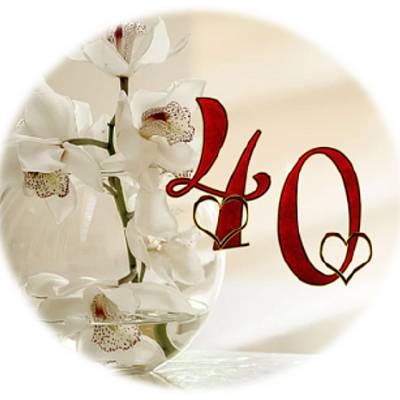 Digitale Sticker Vorlage: Geburtstag 40 | 24 runde Etiketten (4cm) | Für Avery L3415 oder Motivstanzer zum Ausdrucken