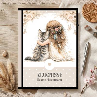 Süße Zeugnismappe für Mädchen | Personalisiert | Freundschafts - Motiv | ID 26-23