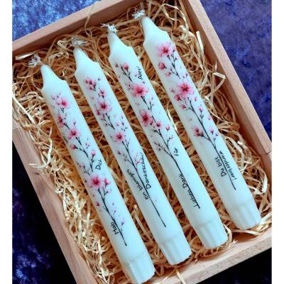 Stabkerze mit Blumenmotiv & Spruch – Geschenkidee, liebevolle Kerze, Deko, Valentinstag, Muttertag, Geburtstag