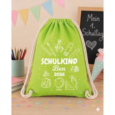 Turnbeutel Schulkind personalisiert | Rucksack Schulkind 2026 Geschenk Einschulung Baumwolle