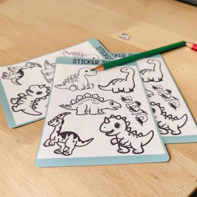 Coole Ausmal-Sticker "Dino-Abenteuer" (DIN A6) – Kreativer Spaß zum Selbstgestalten