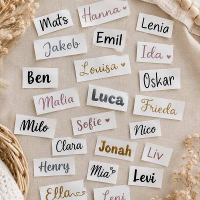 Personalisiertes Vinyl-Label mit Wunschnamen – Individueller Aufkleber für Deko, Vorratsgläser, Trinkflaschen & Geschenk