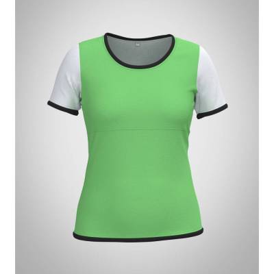 Damen Colorblock Shirt Nikita | Farb-Kombi 6 aus schwarz weiss apfel grün | 100% Slow Fashion Handarbeit