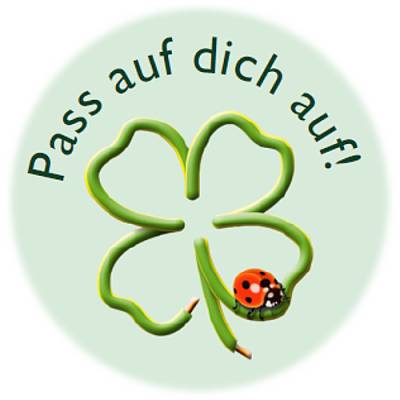 Digitale Sticker Vorlage: Pass auf dich auf 24 runde Etiketten (4cm) | Für Avery L3415 oder Motivstanzer zum Ausdrucken