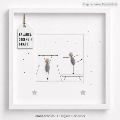 Steinbild Turnen · Geschenk für Turnerin · personalisierbar · Kieselsteinbild · Kinderzimmer Deko 
