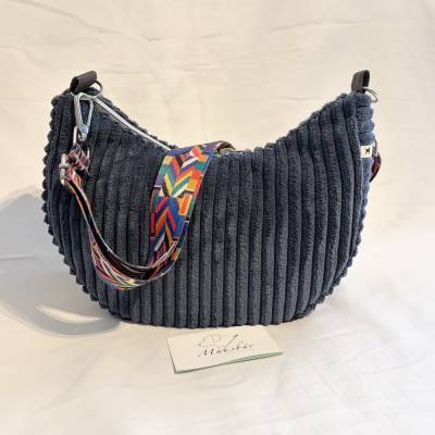 Moonbag Bananentasche aus Cord – Rippendesign, blau, vielseitig & geräumig